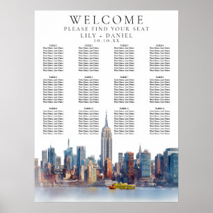 Watercolor New York City Wedding Seating Chart