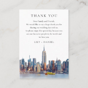 Watercolor New York City Wedding Thank You Place Card