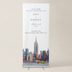 Watercolor New York City Wedding Welcome Retractable Banner