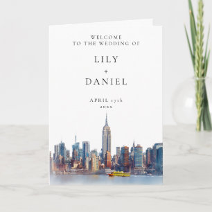 Watercolor New York Elegant Wedding Programme
