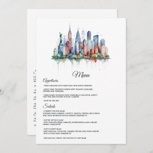 Watercolor New York Wedding Menu