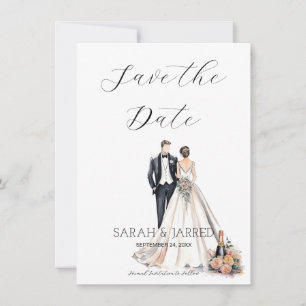 Watercolor Newlyweds Save The Date