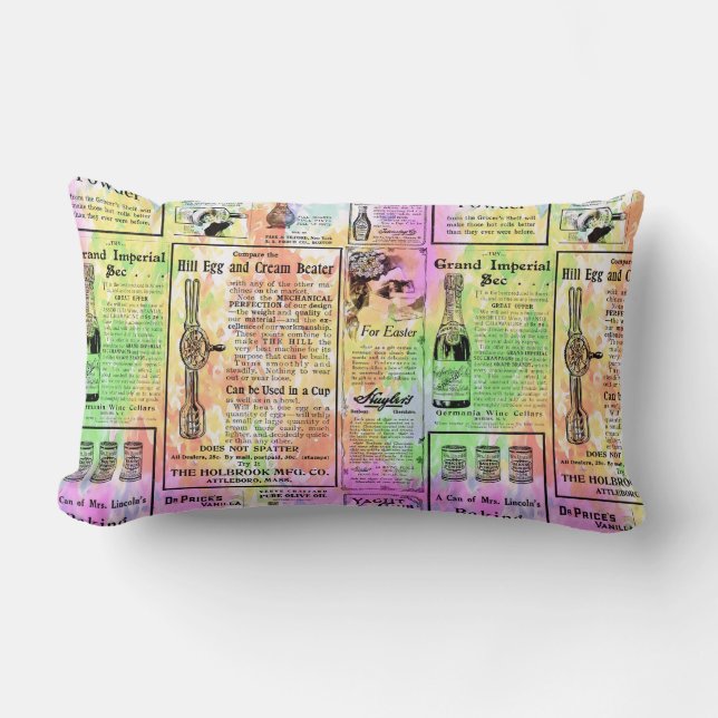 Watercolor Newspaper Lumbar Cushion (Front)