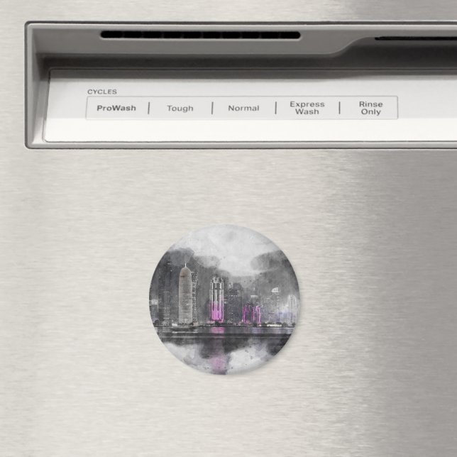 Watercolor night Qatar Magnet (In Situ (Dishwasher))
