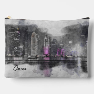 Watercolor night Qatar Postcard Accessory Pouch