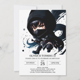 Watercolor Ninja Adventure Kids' Birthday Invitation