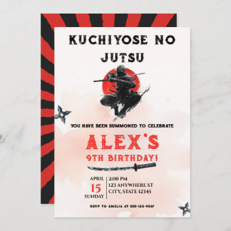 Watercolor Ninja Warrior Martial Arts Boy Birthday Invitation