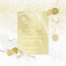Watercolor Noelle Gold Wedding Invitations