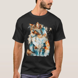 Watercolor Norwegian Forest Cat Colourful Cats Lov T-Shirt