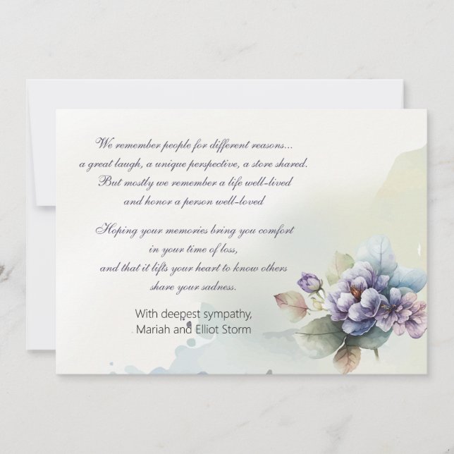 Watercolor Nosegay Condolence Card (Front)