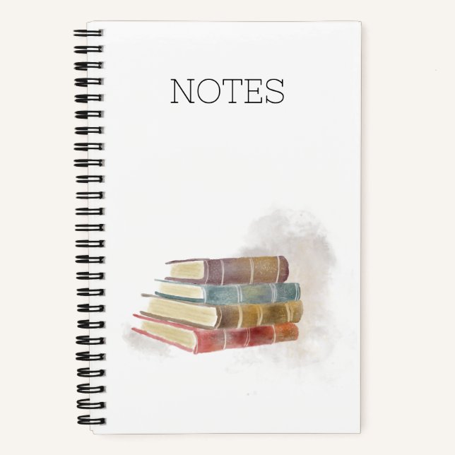 Watercolor Notebook | Stacked Books Design (Front)
