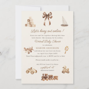 Watercolor Nursery beige toys Virtual Baby Shower Invitation