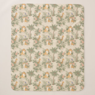 Watercolor Nursery Jungle Animals Sherpa Blanket