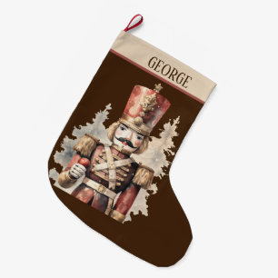 Watercolor nutcracker add name large christmas stocking