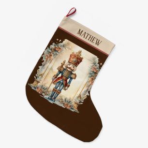 Watercolor nutcracker add name  large christmas stocking