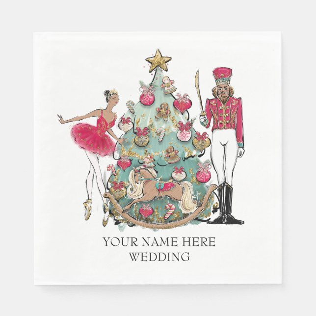 Watercolor Nutcracker Ballet Dancer Napkin (Front)
