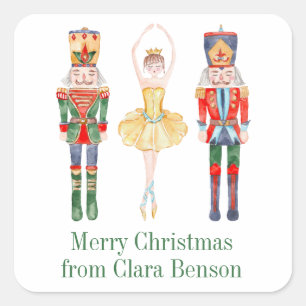 Watercolor Nutcracker Ballet Personalised Square Sticker