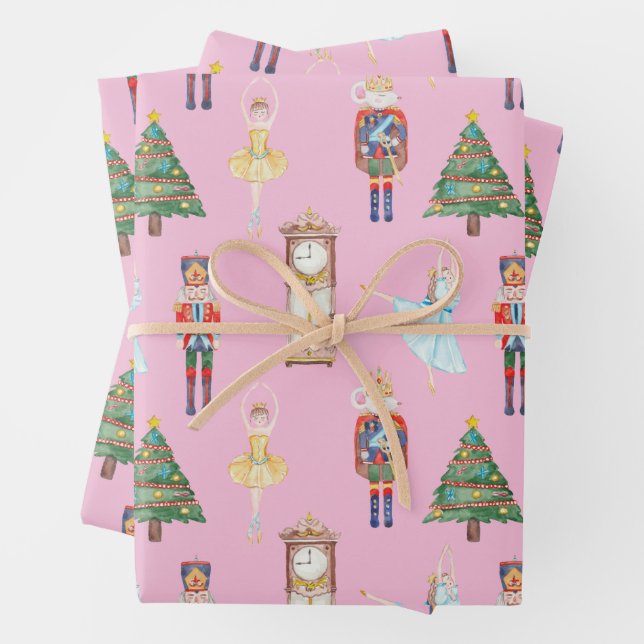 Watercolor Nutcracker Ballet Wrapping Paper Sheet (In situ)