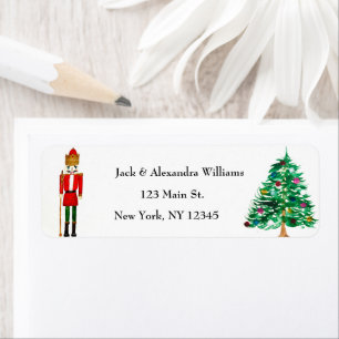 Watercolor Nutcracker Christmas Return Address