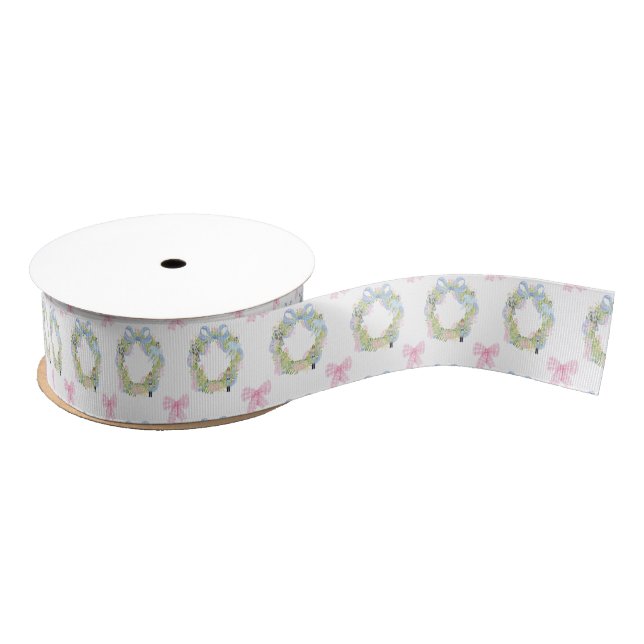 Watercolor Nutcracker Christmas Wreath Grosgrain Ribbon (Spool)