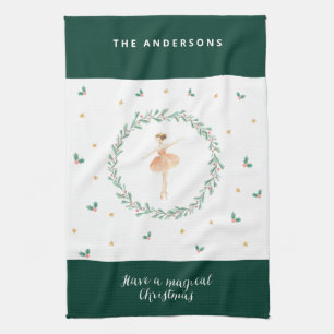 watercolor nutcracker cute family christmas tea towel