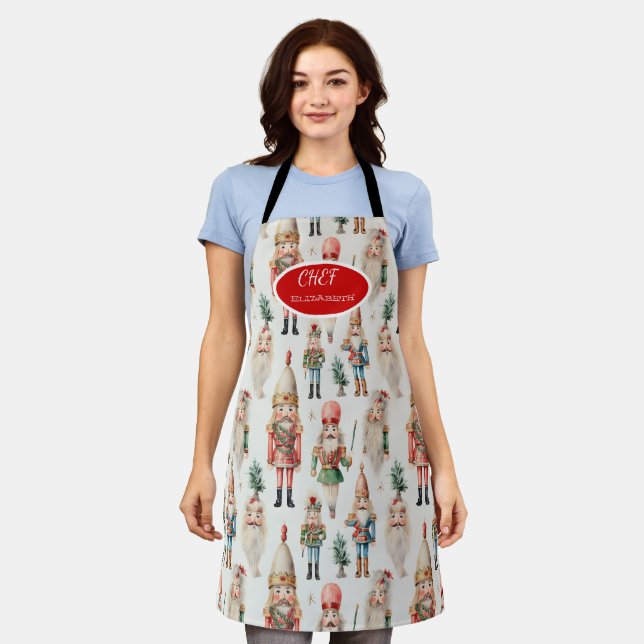 Watercolor Nutcracker Holiday Apron (Worn)