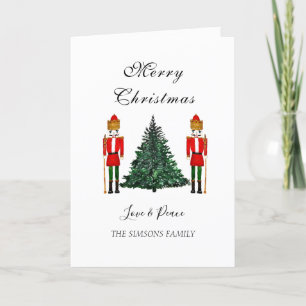 Watercolor Nutcracker Merry Christmas Festive Holiday Card