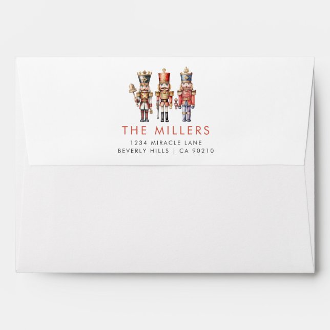 Watercolor Nutcracker Modern Minimal Christmas Envelope (Back (Top Flap))