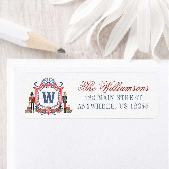 Watercolor Nutcracker Mouse Monogram Crest Address (Insitu)