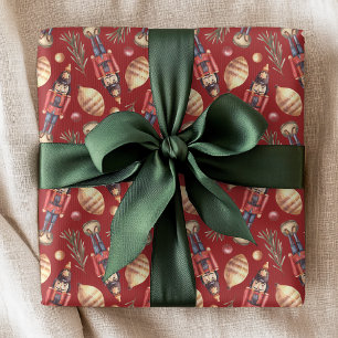 Watercolor Nutcracker Pine Christmas Holiday  Wrapping Paper