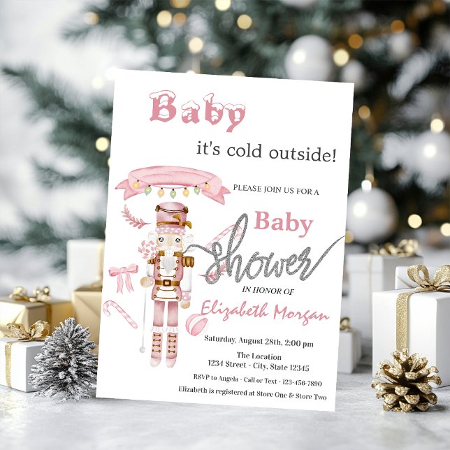 Watercolor Nutcracker Pink Baby Shower Invitation (Creator Uploaded)