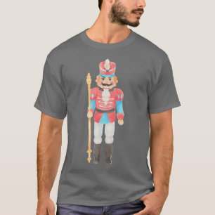 Watercolor Nutcracker Santa Christmas Tree Lights T-Shirt