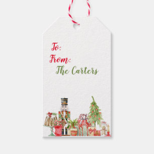 Watercolor Nutcracker Themed Christmas Gift Tag