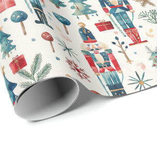 Watercolor Nutcrackers Fun Christmas Roll of Wrapping Paper