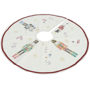 Watercolor Nutcrackers Theme Christmas Brushed Polyester Tree Skirt