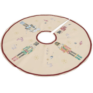 Watercolor Nutcrackers Theme Christmas Brushed Polyester Tree Skirt