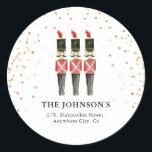 Watercolor Nutcraker Christmas Return Address Classic Round Sticker<br><div class="desc">Take the strain off sending out Christmas Holiday Cards this year with these tradiational charming watercolor Nutcracker and faux confetti Return Address Stickers. All text is easy to customise.</div>