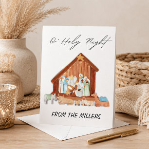 Watercolor O' Holy Night Nativity Non-photo Holiday Card
