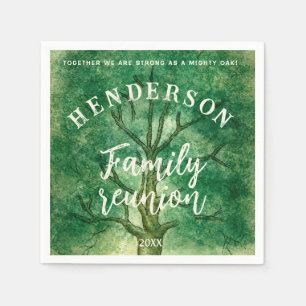 Watercolor Oak Tree Retro Rustic Family Reunion Napkin