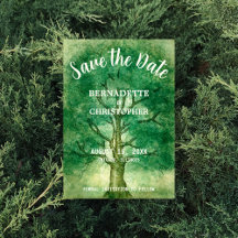 Watercolor Oak Tree Retro Rustic Forest Wedding