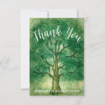 Watercolor Oak Tree Retro Rustic Woodland Wedding