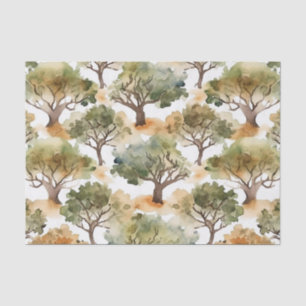 Watercolor Oak Trees Tissue Paper