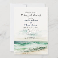 Watercolor Ocean and Beach Rehearsal Dinner