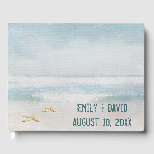 Watercolor Ocean and Starfish  Guest Book (Front)