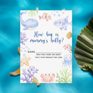 Watercolor ocean animal - how big is mummy's belly enclosure card