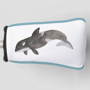 Watercolor Ocean Animal Killer Whale Orca Golf Head Cover