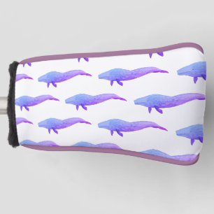 Watercolor Ocean Animal Purple Whale Golf Head Cover