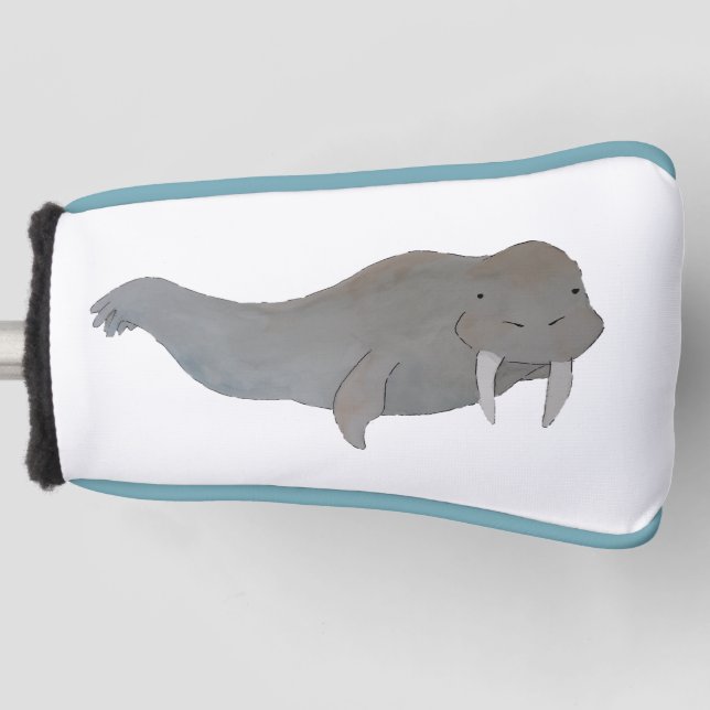 Watercolor Ocean Animal Walrus Golf Head Cover (Front)
