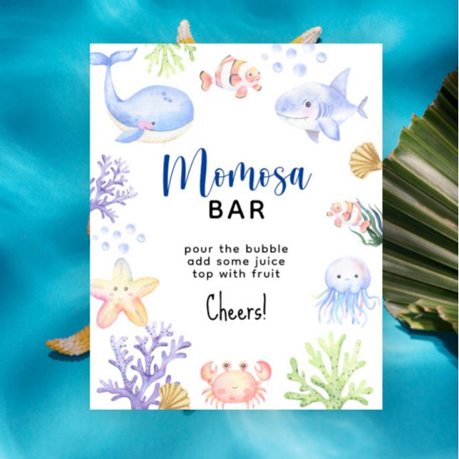 Watercolor ocean animals - momosa bar poster (Creator Uploaded)