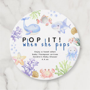 Watercolor ocean animals - pop it! when she pops favour tags